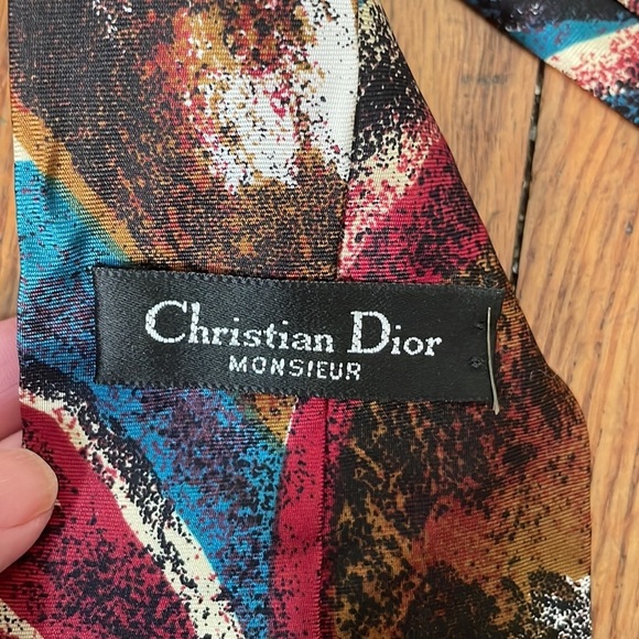 Vintage Christian Dior Abstract 100% Silk Tie - Picture 3 of 6